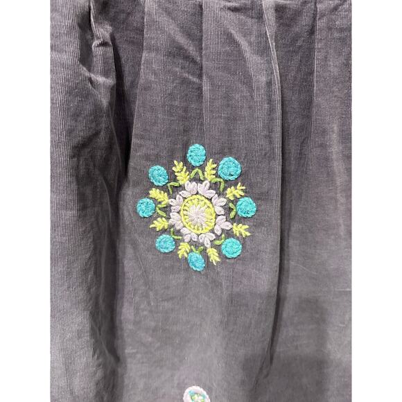 Boden Embroidered Pinwale Dusty Purple Skirt A Line Corduroy Flowers 10 R Fairy - Picture 2 of 9